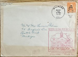 US #638 Used on Cover w/1938 Cancel - 6c Garfield [CVR335]