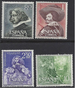 Spain #983-6 MNH set, Diego Valazquez paintings, issued 1961
