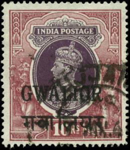 India, Convention States, Gwalior Scott #115 Used