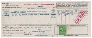 Prexie 1c solo on receipt for mail form 3882-A, 1949