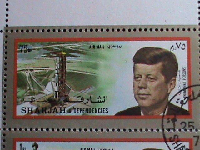 SHARJAH-1972 JOHN F. KENNEDY & THE BEAUTY OF AMERICA CTO MINI SHEET- VERY FINE