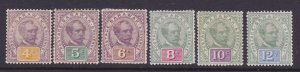 Sarawak Scott 11-16, 1888-97 Sir C. J. Brooke 4c-12c, F/VF MH.  Scott $267