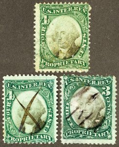 US Stamps # RB3a,4a,4b Used Revenue Scott Value $80.00