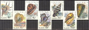 Tanzania 1992 Marine Life Shells Set of 7 MNH