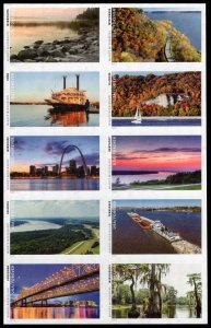 USA 5698u,5698k-t Mint (NH) Mighty Mississippi Block of 10 IMPERF Forever Stamps