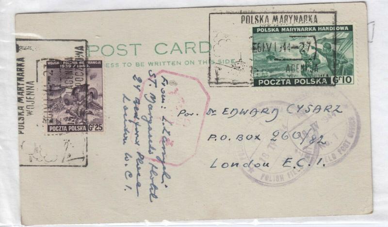 Poland 1944 WWII Polish Forces In UK Censored Postcard J4154