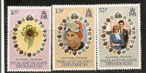 FALKLAND ISLS.DEP.1L59-61 MNH 1981 Royal Wedding