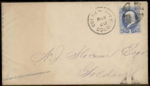 USA 1880s GOLDEN CITY Colorado 1c Franklin Banknote Local Cover 90047