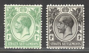 Straits Settlements Scott 149-150 Unused HOG - 1912 King George V - SCV $28.50