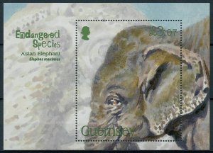 Guernsey 2010 MNH Wild Animals Stamps Asian Elephants Endangered Species 1v M/S