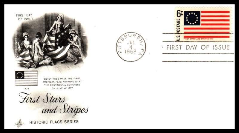 US 1345-1354 Flags Artcraft Set of Ten U/A FDC