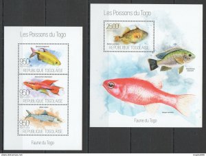 2013 Togo Fauna Fish & Marine Life Les Poissons Kb+Bl ** Tg633