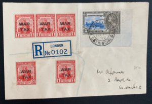 1937 Trinidad & Tobago Registered cover King George V Silver Jubilee Stamp