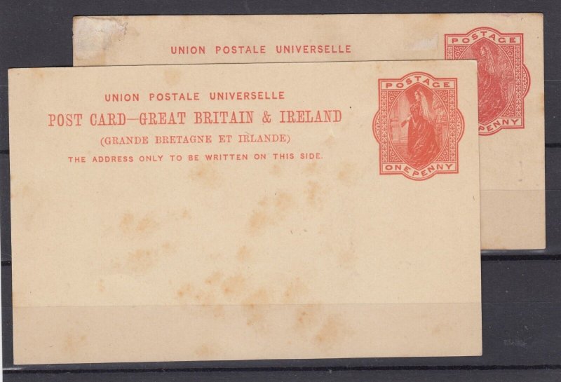 GB QV 1d Prepaid UPU Stationery Postcard x 2 Postal History BP5076 