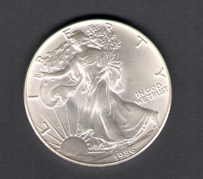 1986 UNITED STATES, 1 Liberty Dollar, (Eagle) - Silver BU (First in Collection)