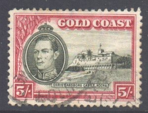 Gold Coast Scott 126 - SG131, 1938 George VI 5/- Perf 12 used