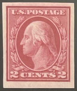 Scott #409 1912 2¢ Washington SL watermark flat plate imperf. MNH OG