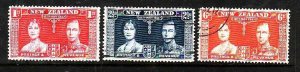 New Zealand-Sc#223-5- id5-used KGVI Coronation set-Omnibus-1937-