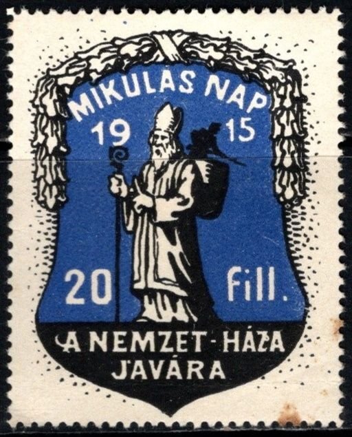 1915 Hungary Charity Poster Stamp Christmas Day Benefit House Of The Nation