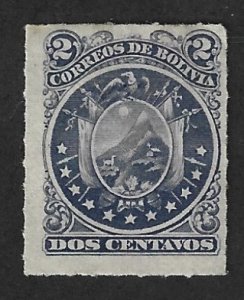 BOLIVIA Scott #25 Mint 2c  Coat of Arms stamp 2017 CV $4.00