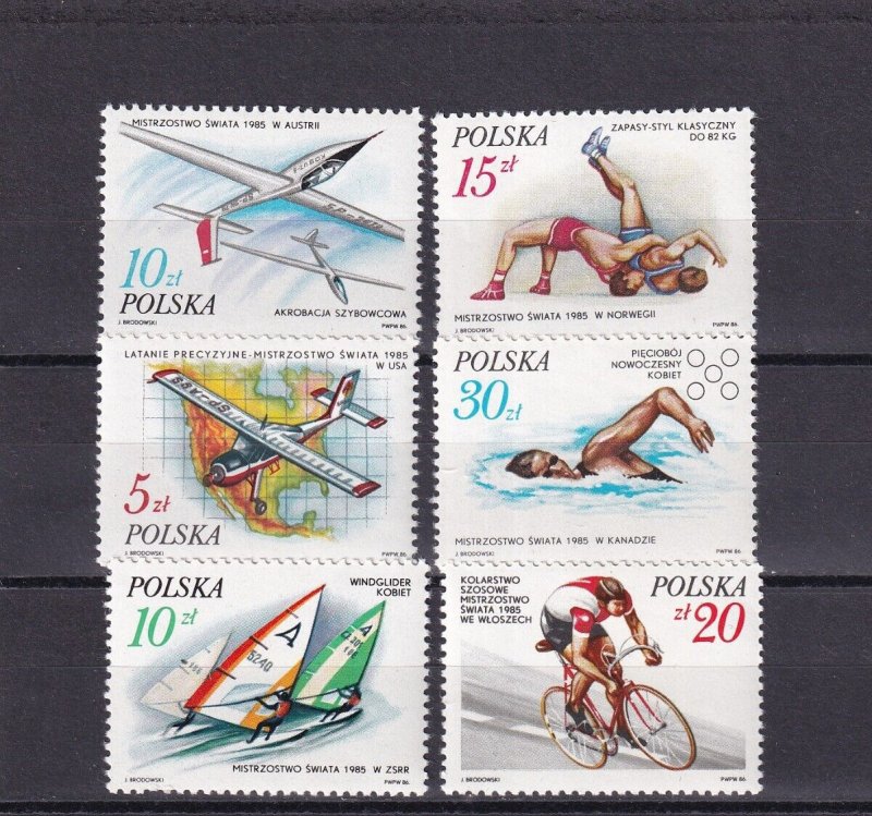 SA08a Poland 1986 Successful Polish Sportsmen at World Championships mint stamps