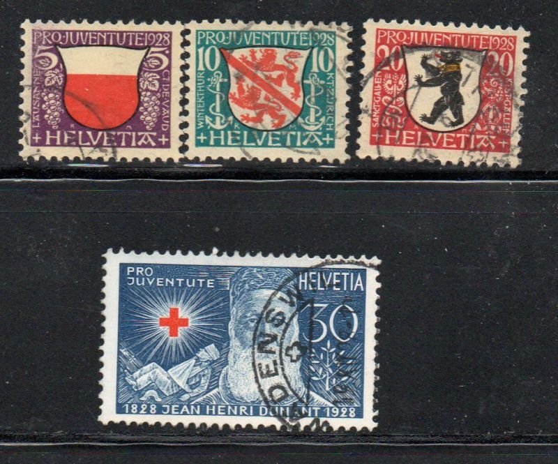 Switzerland Sc B45-48 1928  Pro Juventute  Coat of Arms stamp set used