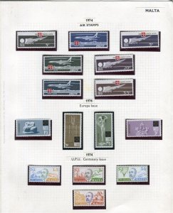 MALTA; 1974 early QEII Pictorial issues fine Mint small Lot of SETS