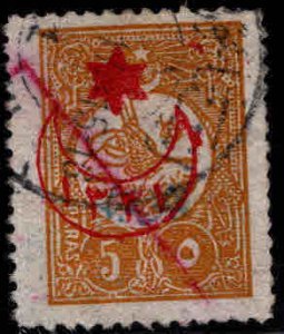 TURKEY Scott P152 used  newspaper stamp with additional blue overprint CV $62.50