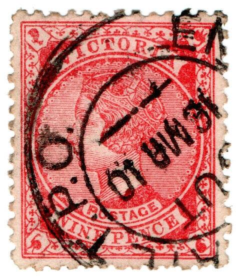 (I.B) Australia Postal : Victoria 9d (English Mail TPO)