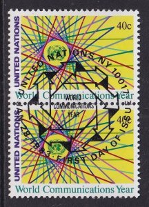 United Nations  New York  #393  cancelled 1983  communications year  40c  pair