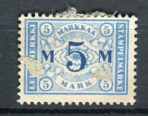 FINLAND; 1890s early classic Leimamerkki Revenue issue 5M. used value
