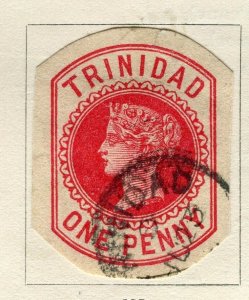 TRINIDAD; 1890s early classic QV Postal Stationary Piece used 1d