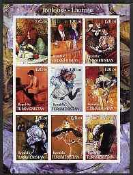 Turkmenistan 2001 Toulouse-Lautrec imperf sheetlet contai...