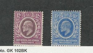 East Africa & Uganda, Postage Stamp, #35-36 Mint Hinged, 1907, JFZ