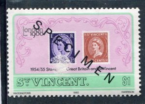 St.Vincent 1980 QUEEN ELIZABETH II Specimen 1v Perforated Mint(NH)