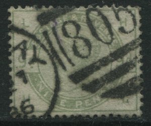 1883 9d green lettered AK struck by a part Torquay numeral 805 duplex (39)