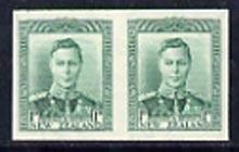 New Zealand 1938-44 KG6 1d green IMPERF horiz pair on wmk...