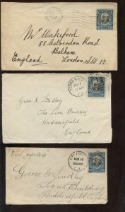 Canal Zone 54 Used on Cover & 2 Cover Fronts to England LV9233