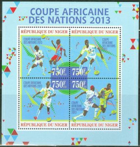 NIGER 2013 AFRICAN NATIONS CUP SOCCER SHEETLET OF FOUR STAMPS