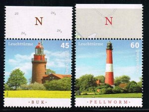 Germany 2014/8,Sc.#2793;3041 MNH, Lighthouses: Buk, Wangeroge