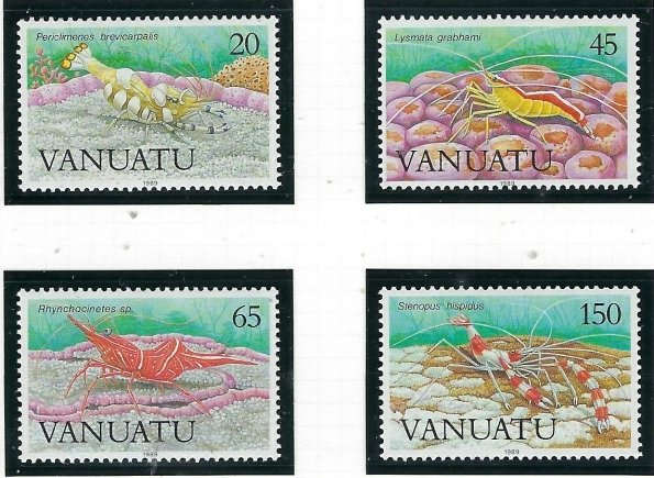 Vanuatu 497-500 MNH 1989 Shrimp (fe8713)