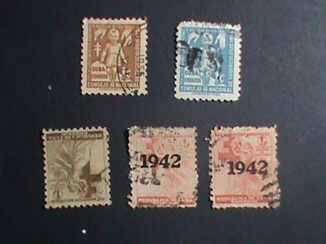 ​CUBA-1942 5 OVER 75 YEARS OLD CUBA FAMOUS USED STAMPS-SET-VERY FINE