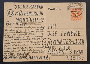 WW2 1945 German Soldier POW Prisoner of War Postcard Julius Kaspar Ilse Lembke