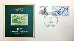 1985 50th Anniversary Duck Stamp FDC of RW16 1949 AMERICAN GOLDENEYES, TENNESSEE