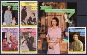 St.Vincent Grenadines 1987 Sc#568/5373 40th.Wedding Prince Philip & Queen Set+SS