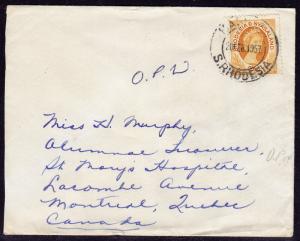 Rhodesia & Nyasaland - 1956 - Scott #143B - used on 1957 cover to Canada