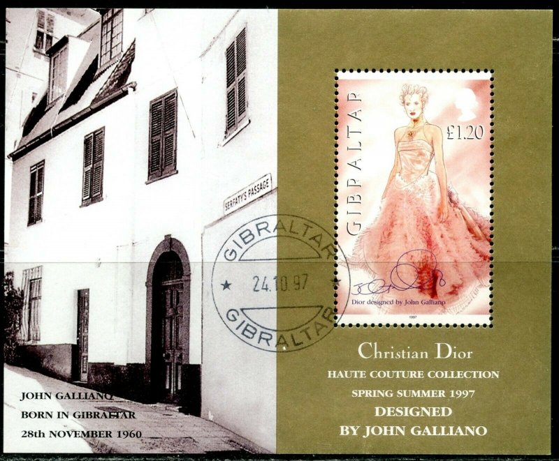 GIBRALTAR Sc#739 1997 Dior Fashion Designs Souvenir Sheet Complete Used