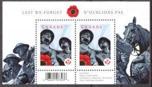 Canada 2009 War II Art Sculpture Lest We Forget Mi. Bl.117 MNH