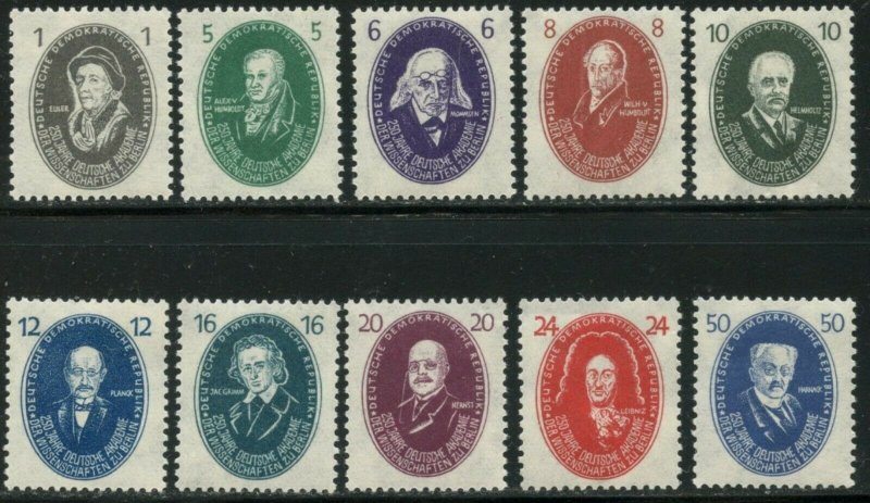 GERMANY DDR GDR Sc#58-67 1950 Scientists Complete Set OG Mint LH