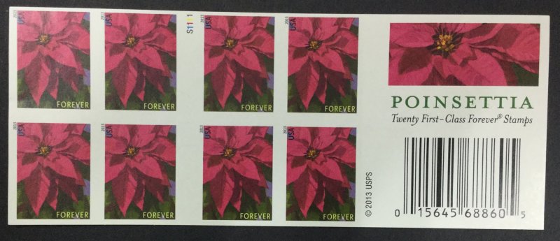 US STAMPS #4816E MINT OG NH POINSETTIA BOOKLET 2013 LOT #22385